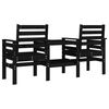 vidaXL Garden Bench with Table 2-Seater Black Solid Wood Pine
