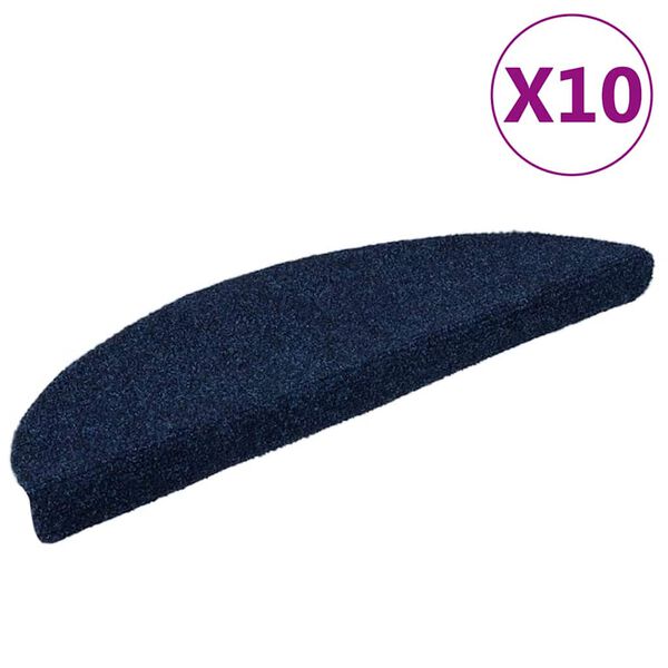vidaXL Stair Mats Self-adhesive 10 pcs 56x17x3 cm Navy Half Round