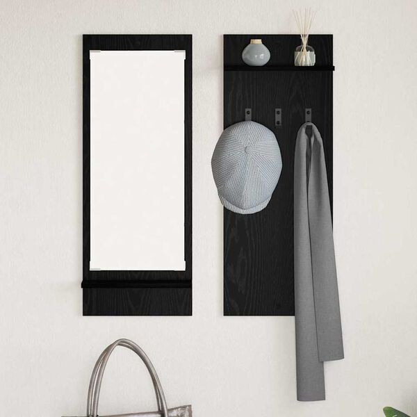 vidaXL Wall-Mounted Coat Rack with Shelf Black Oak 70 x 10 x 90 cm
