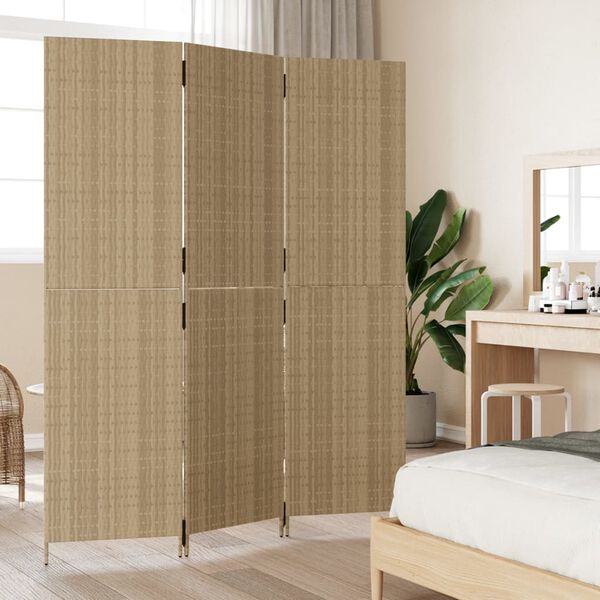 vidaXL Room Divider 3 Panels Beige Poly Rattan