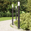 vidaXL Bollard Lights with Sensor&Outlet 3 pcs 110 cm Black IP44