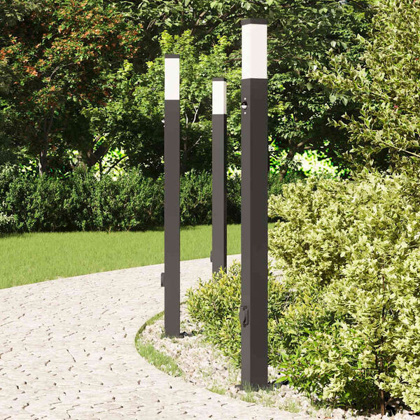 vidaXL Bollard Lights with Sensor&Outlet 3 pcs 110 cm Black IP44
