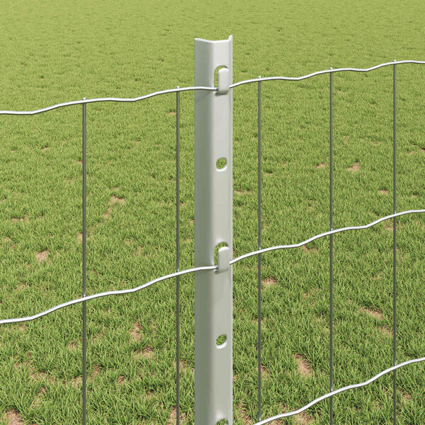 vidaXL Fence with Post Silver 1.2 x 25 m Steel