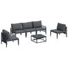 vidaXL Garden Sofa Set with Cushion 6 pcs Black Steel