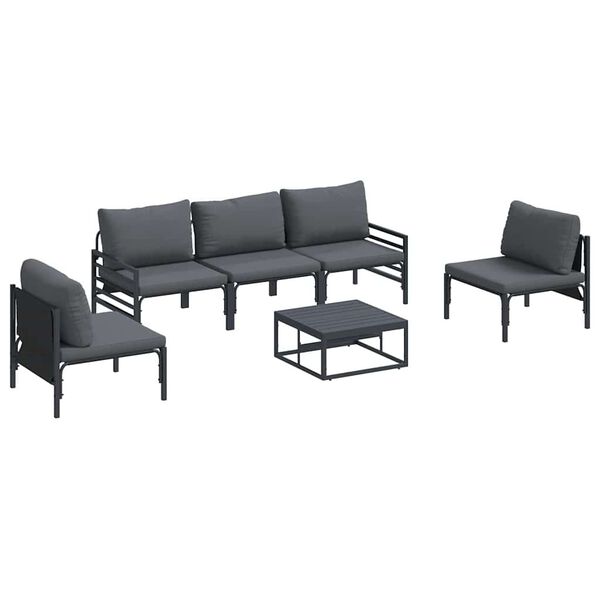 vidaXL Garden Sofa Set with Cushion 6 pcs Black Steel