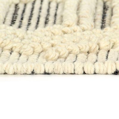 vidaXL Rug Handwoven Wool 80x150 cm White/Black