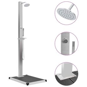 vidaXL Shower Panel With Tray | Silver | 201 stainless steel | Standard