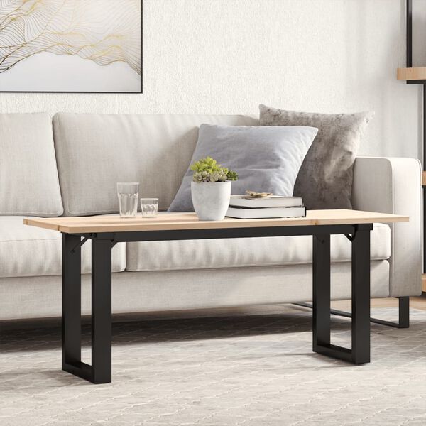 vidaXL Coffee Table O-Frame 110x40x45 cm Solid Wood Pine and Steel
