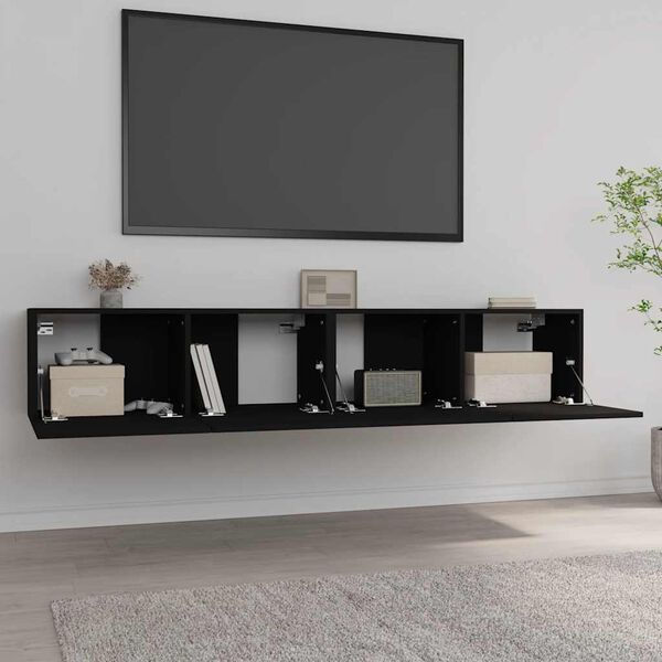 vidaXL TV Cabinets 2 pcs Black 80x30x30 cm Engineered Wood