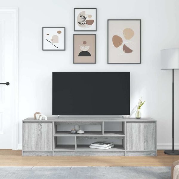 vidaXL TV Cabinet Grey Sonoma 188.5x41x50 cm Engineered Wood