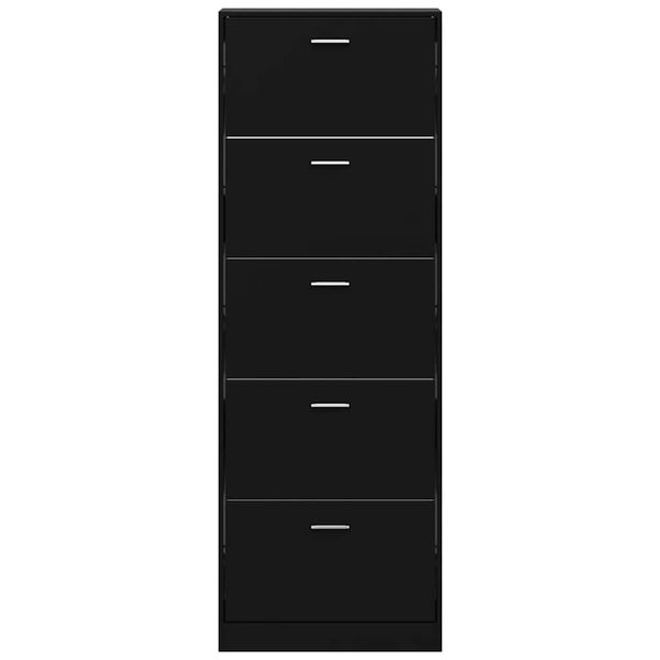 vidaXL Shoe Cabinet Black 59x17x169 cm Engineered Wood