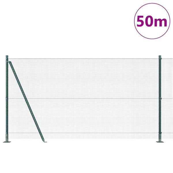 vidaXL Fence Post Green 50 x 1.2 m (12 x 12 mm mesh) Steel and PVC