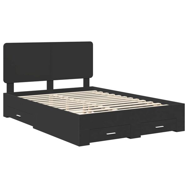 vidaXL Bed Frame with Headboard Black 160 x 200 cm Engineered Wood
