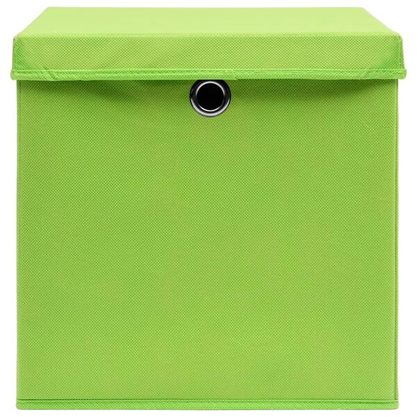 vidaXL Storage Boxes with Lids 4 pcs Green 32x32x32 cm Fabric
