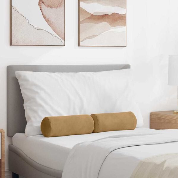 vidaXL Bolster Pillows 2 pcs Brown Ø 15 x 40 cm Corduroy Fabric