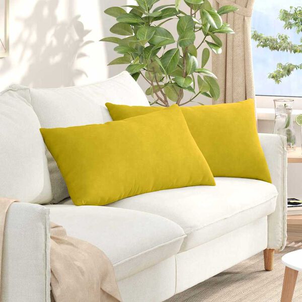 vidaXL Sofa Pillows 2 pcs Yellow 80 x 40 cm Corduroy Fabric
