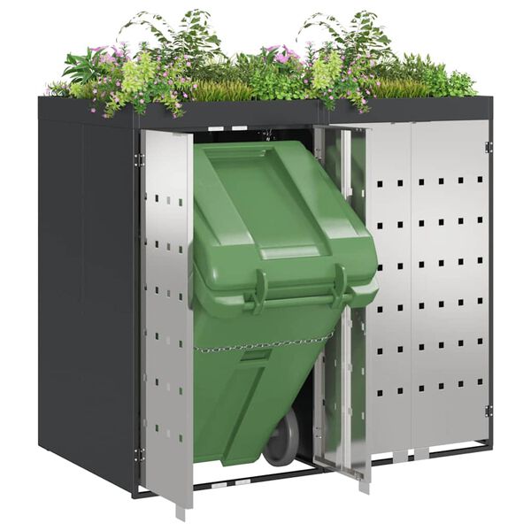 vidaXL Wheelie Bin Storage for 2 Bins Anthracite 136 x 77.5 x 121.5 cm