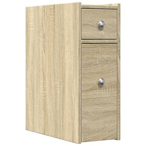 vidaXL Narrow Bathroom Cupboard with Wheels Sonoma Oak Engineered Wood