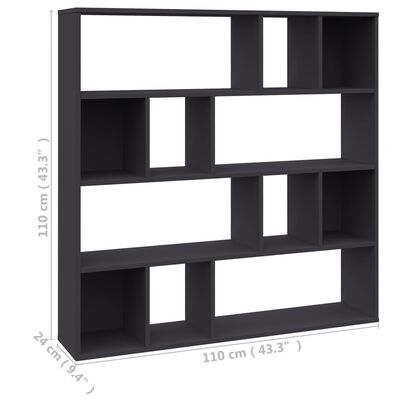 vidaXL Room Divider/Book Cabinet Grey 110x24x110 cm Engineered Wood