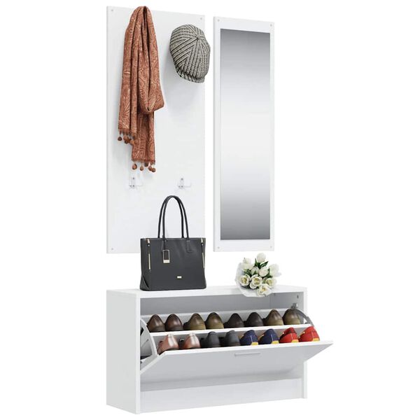 vidaXL 3-in-1 Shoe Cabinet Set White Engineered Wood