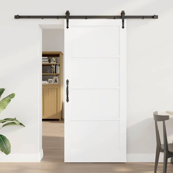 vidaXL Sliding Door ORKDAL White and Black 78 x 202 cm Solid Pine Wood
