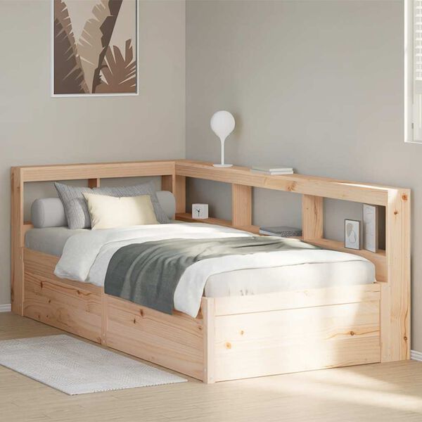 vidaXL Bookcase Bed without Mattress 90x190cm Solid Wood Pine