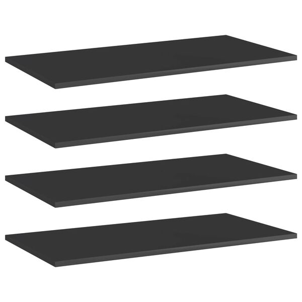 vidaXL Bookshelf Boards 4 pcs High Gloss Black 80x40x1.5 cm Engineered Wood