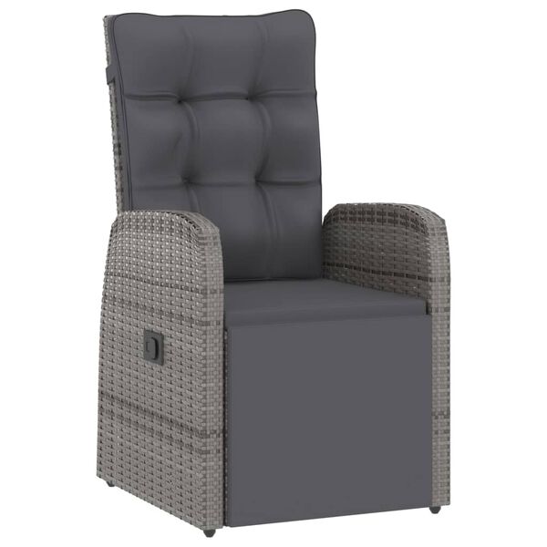 vidaXL 11 Piece Garden Dining Set with Cushions Grey Poly Rattan