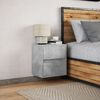 vidaXL Wall-mounted Bedside Cabinet with LED Lights Concrete Grey