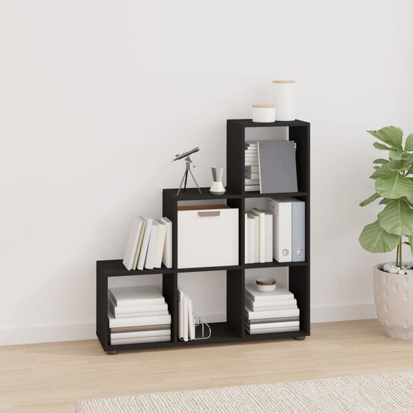 vidaXL Staircase Bookcase Black 107 cm Engineered Wood