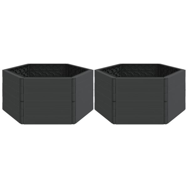 vidaXL Garden Planters 2 pcs Anthracite PP