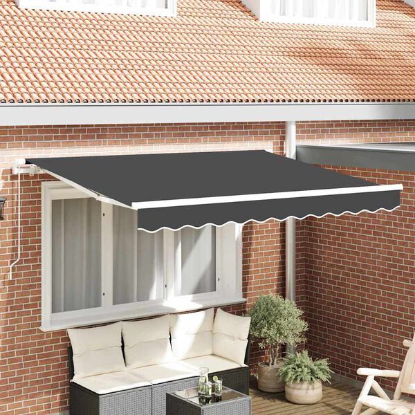 vidaXL Retractable Awning Manual Anthracite 300 x 200 cm Fabric