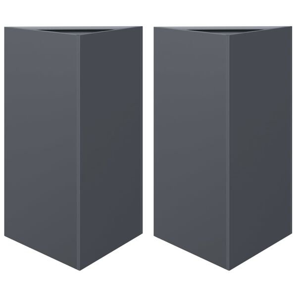 vidaXL Garden Planters 2 pcs Anthracite Triangular 50x43x75 cm Steel
