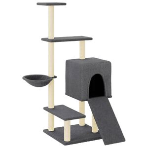 vidaXL Cat Tree with Sisal Scratching Posts Dark Grey 130.5 cm