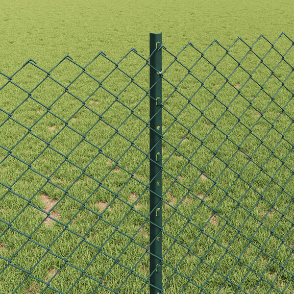 vidaXL Fence with Post Green 1 x 25 m Steel and PVC