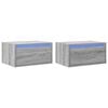 vidaXL Wall-mounted Bedside Cabinets with LED Lights 2 pcs Grey Sonoma