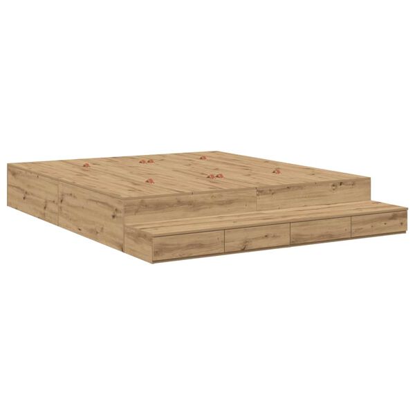 vidaXL Storage Bed Frame with Drawer Artisan oak 236.5 x 180 x 31.5 cm