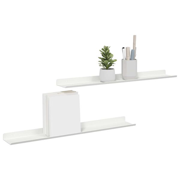 vidaXL Floating Shelf Wall-mounted 2 pcs White 60 x 9 x 2.5 cm Steel