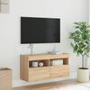 vidaXL TV Wall Cabinet with LED Lights Sonoma Oak 80x30x40 cm