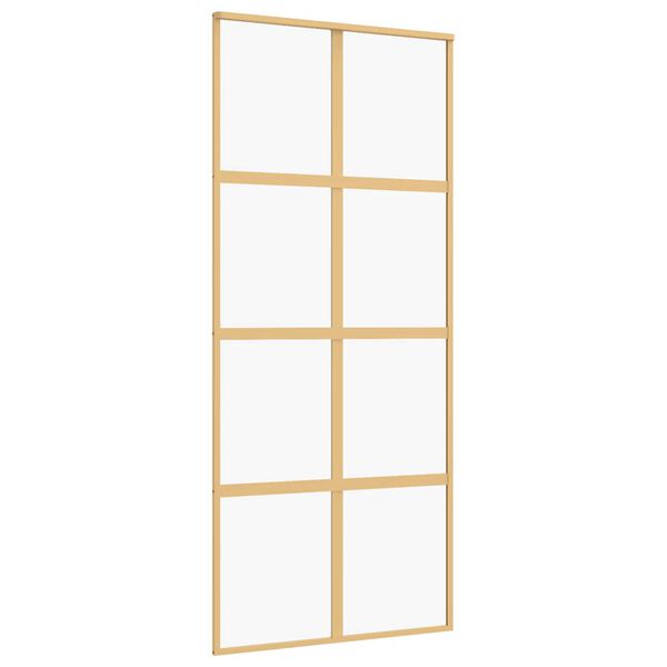 vidaXL Sliding Door Gold 90x205 cm Clear ESG Glass and Aluminium
