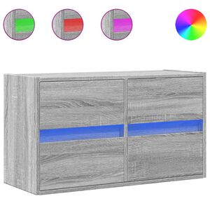 vidaXL TV Wall Cabinet with LED Lights Grey Sonoma 80x31x45 cm