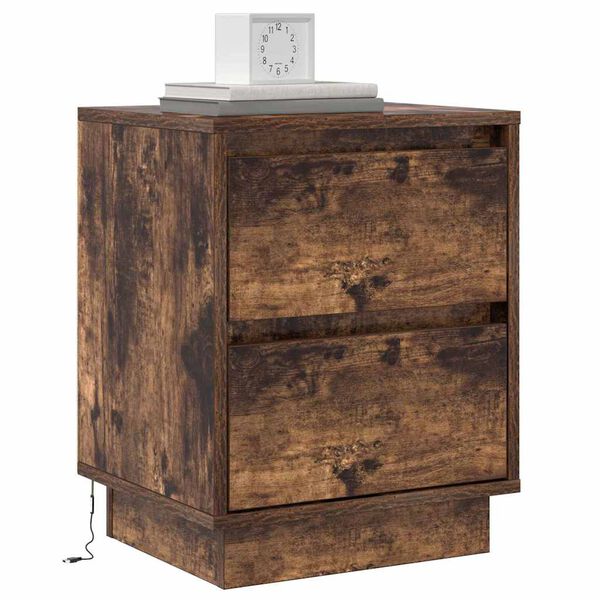 vidaXL Bedside Cabinet Smoked Oak 39 x 34.5 x 50 cm Engineered wood