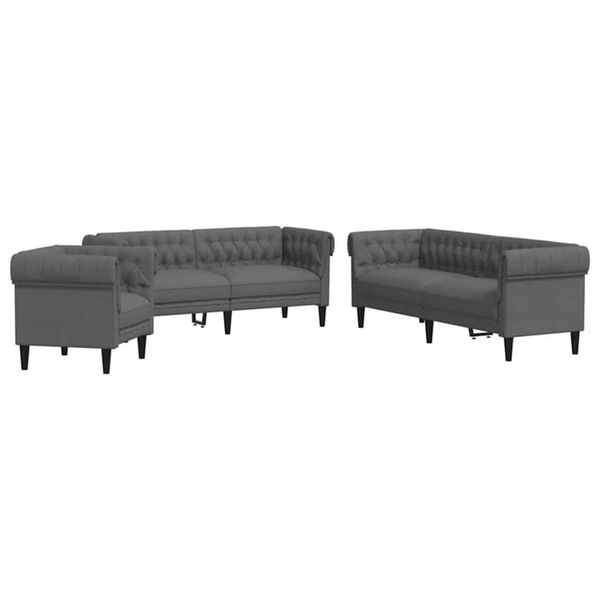 vidaXL Living Room Couch 3 pcs Dark Grey Fabric