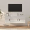 vidaXL 2 Piece TV Cabinet Set High Gloss White Engineered Wood