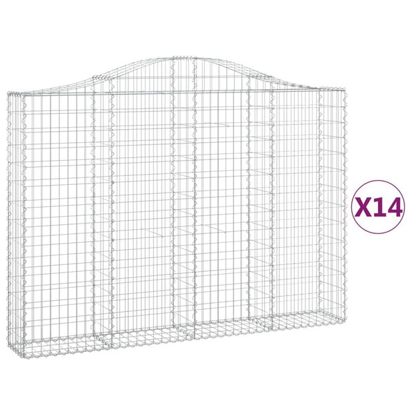 vidaXL Arched Gabion Baskets 14 pcs 200x30x140/160 cm Galvanised Iron
