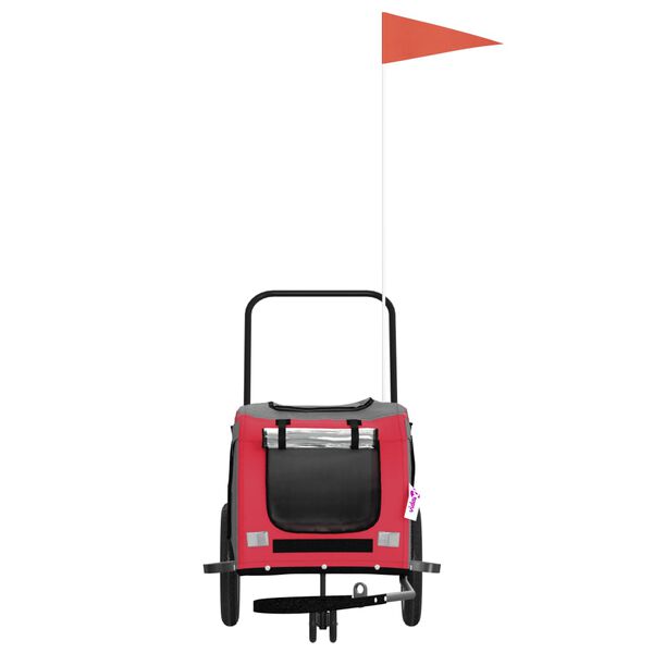 vidaXL Pet Bike Trailer Red and Black Oxford Fabric and Iron