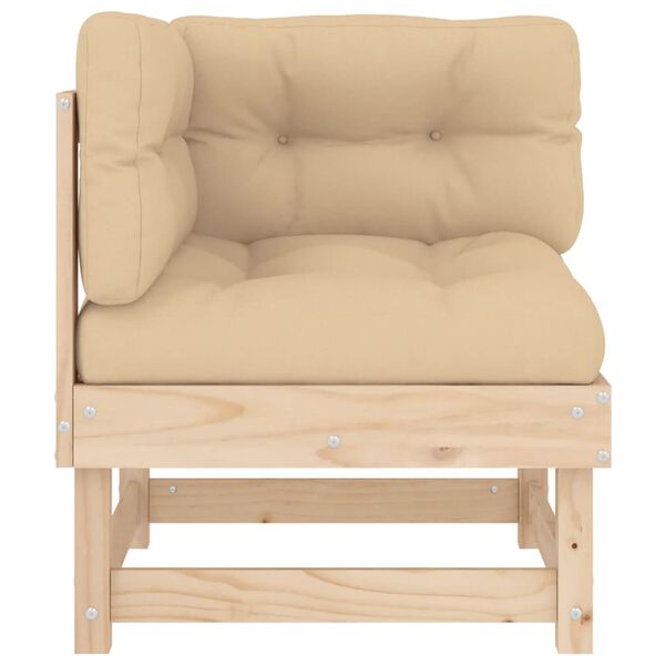 vidaXL Corner Sofa with Cushions Solid Wood Pine