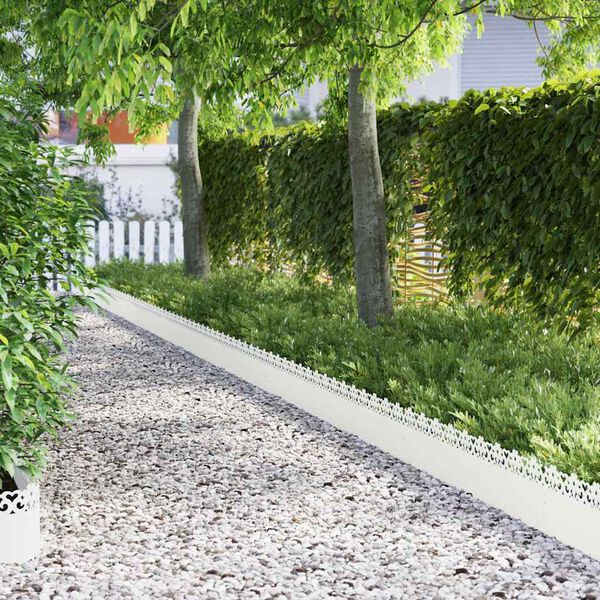 vidaXL Lawn Edgings 20 pcs White 103 x 0.05 x 22 cm Steel