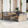vidaXL 9 Piece Garden Sofa Set with Cushions Beige Poly Rattan Acacia