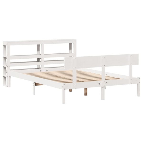 vidaXL Bed Frame without Mattress White 150x200 cm King Size Solid Wood Pine
